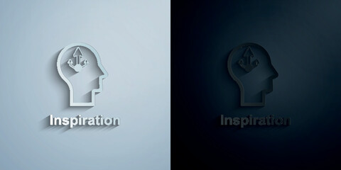 Poster - Human mind, inspiration paper icon with shadow vector illustration