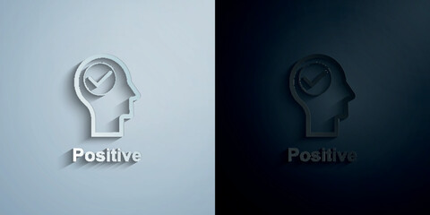 Poster - human mind, positive paper icon with shadow vector illustration
