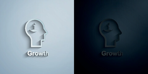 Poster - Human mind, growth paper icon with shadow vector illustration