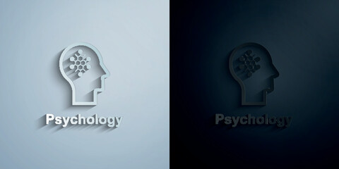 Poster - Human mind, psychology paper icon with shadow vector illustration