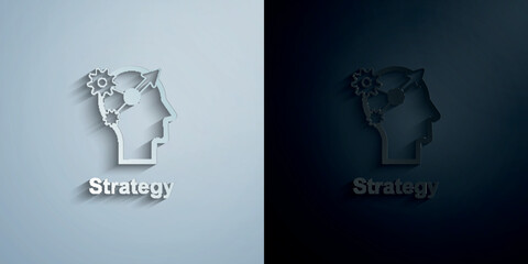 Poster - Human mind, strategy paper icon with shadow vector illustration