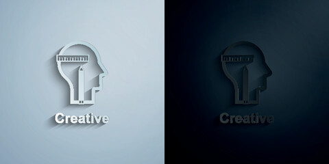 Poster - Human mind, creative paper icon with shadow vector illustration