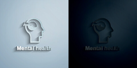 Poster - Human mind, mental, health paper icon with shadow vector illustration