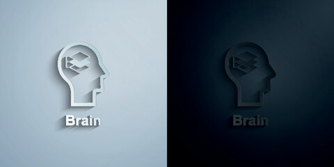 Poster - Human mind, brain paper icon with shadow vector illustration