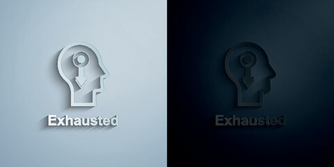 Poster - human mind, exhausted paper icon with shadow vector illustration
