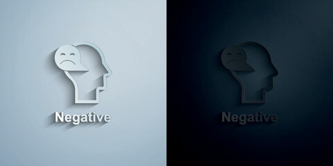 Poster - Human mind, negative paper icon with shadow vector illustration