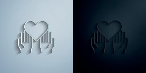 Poster - love, hands paper icon with shadow vector illustration