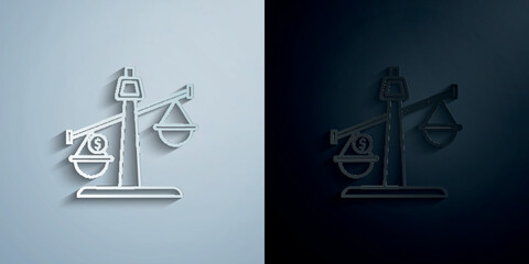 Poster - Balance, money, coin paper icon with shadow vector illustration