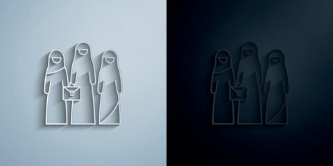 Poster - Muslim businesswomen paper icon with shadow vector illustration