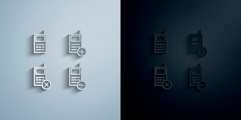 Poster - Set of portable radio paper icon with shadow vector illustration