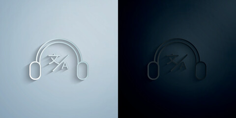 Poster - Interpreter, translator paper icon with shadow vector illustration