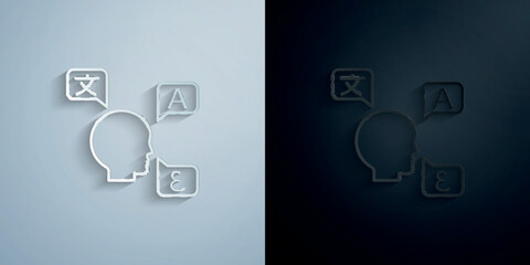 Poster - Translation, languages paper icon with shadow vector illustration