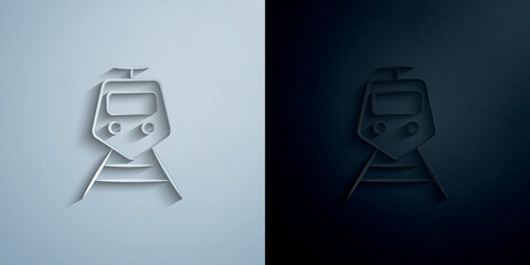 Sticker - Fast train paper icon with shadow vector illustration