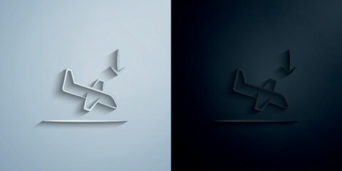 Poster - Aircraft landing paper icon with shadow vector illustration