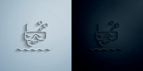 Poster - Snorkeling paper icon with shadow vector illustration