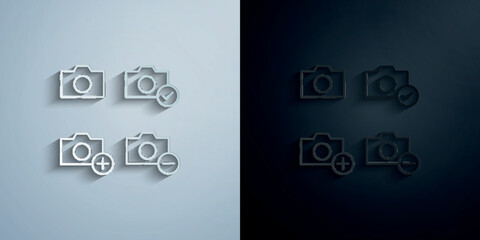 Poster - Photo, check, plus, minus sign paper icon with shadow vector illustration