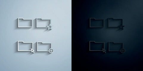 Fototapete - Folder, star, plus, touch sign paper icon with shadow vector illustration