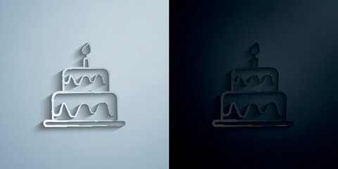 Poster - Wedding cake sketch paper icon with shadow vector illustration