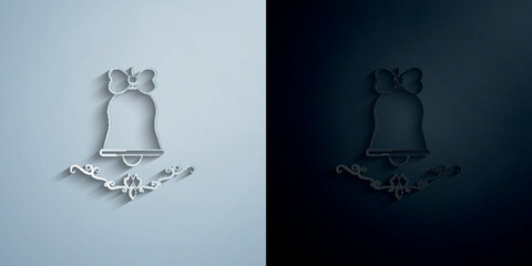 Poster - wedding bell sketch paper icon with shadow vector illustration