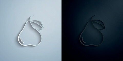 Poster - Pear paper icon with shadow vector illustration