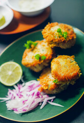 Horizontal shot of delicious thai style fishcake Generative AI