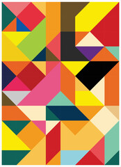 Poster - Background design with colorful geometric patterns in portrait orientation. Abstract background made of neatly arranged triangular shapes and unique color combinations.