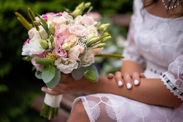 Wall Mural - beautiful photo closeup wedding flower bouquet