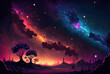 a vivid night sky filled with stars, nebula, and galaxies. Generative AI