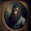 Portrait of Bigfoot in Vintage Rococo Style | Midjourney Generated Ai 