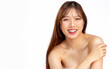 © CREATIVE WONDER - Asian beautiful girl clean face fresh skin on white background face care, facial treatment, beauty and spa.