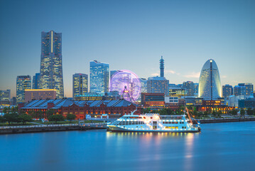 Wall Mural - night scene of yokohama port near tokyo, japan