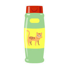 Wall Mural - Bottle for cat milk. Item for animal store. Vector illustration of accessories for pet, food for cats and dogs isolated on white. Pet shop