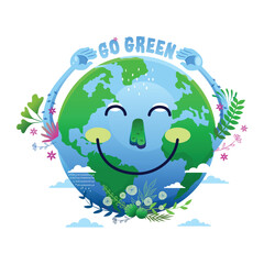 Wall Mural - World Environment Day. Go Green Save the world Concept Illustration