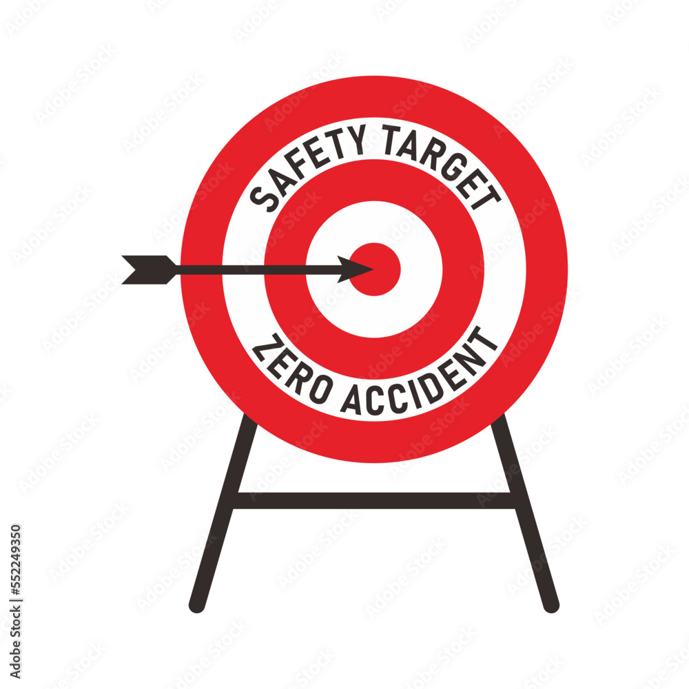 Safety target zero accident vector illustration. Arrow pointed center ...