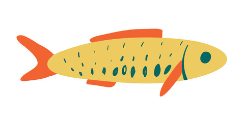 Wall Mural - Vector hand drawn cute fish in flat style
