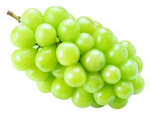 Wall Mural - Shine Muscat Grape on white background, Green grape with leaves on white PNG File.