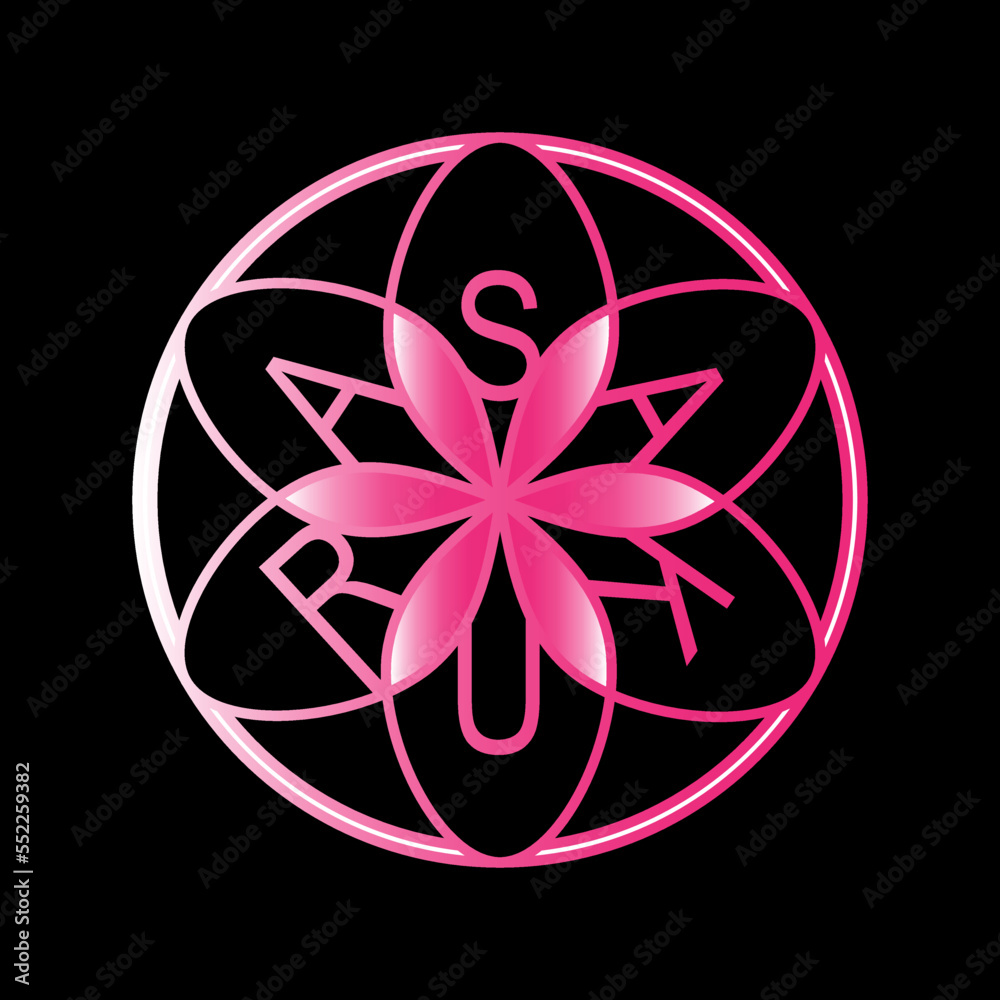 Sakura Lettering Design logo design of sakura flower line art style with lettering sakura ...
