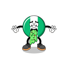 nigeria flag mascot cartoon vomiting