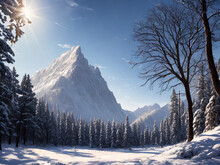 The Beautiful Mountains Become Enigmatic In The Winter Weather.