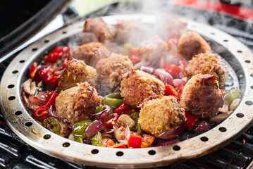 Canvas Print - meatballs with vegetables and sauce