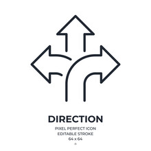Direction Choice Editable Stroke Outline Icon Isolated On White Background Flat Vector Illustration. Pixel Perfect. 64 X 64.