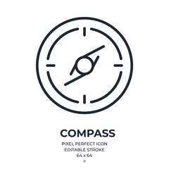 Wall Mural - compass editable stroke outline icon isolated on white background flat vector illustration. pixel pe