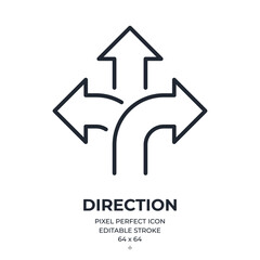 Wall Mural - Direction choice editable stroke outline icon isolated on white background flat vector illustration. Pixel perfect. 64 x 64.