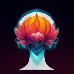 Aufkleber -  Beautiful abstract, black  abstract flower background with orange light symbol on a blue background ..