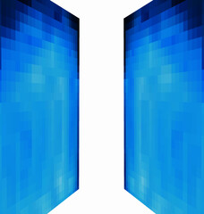 Poster - 3d abstract illustration background with blue blocks isolated on white background