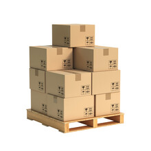 Cardboard Boxes On Wooden Palette 3d Illustration