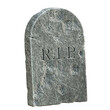 Gravestone on white background, tombstone with RIP inscription on it, 3d rendering