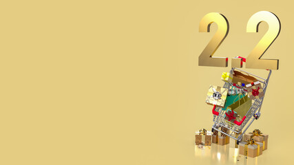 2.2 gold number for promotion or sale concept  3d rendering