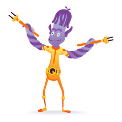Aufkleber - Cartoon alien. Robot toys character. Android isolated on white background. Funny monster for kids monstrosity in space suit