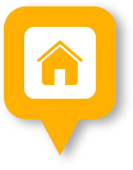 Poster - Home icon with realistic shadow. Flat style houses symbols for apps and websites.